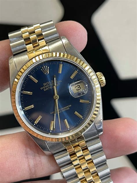 rolex day-datejust 16233 presidebt blue dial|Rolex 16233 price list.